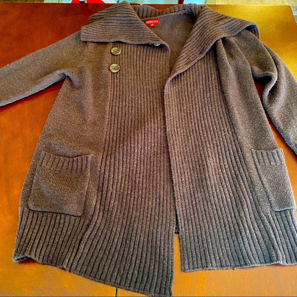 Chunky brown cable knit cross front Merona sweater